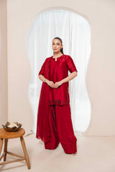 Crimson Radiance – Silk Embellished Ensemble